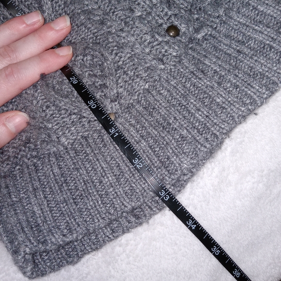 Y2K Fitted American Eagle Gray Wool Cable Knit  Sweater Dress Size M - Picture 7 of 12